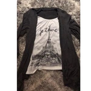 Shirt with connected cardigan